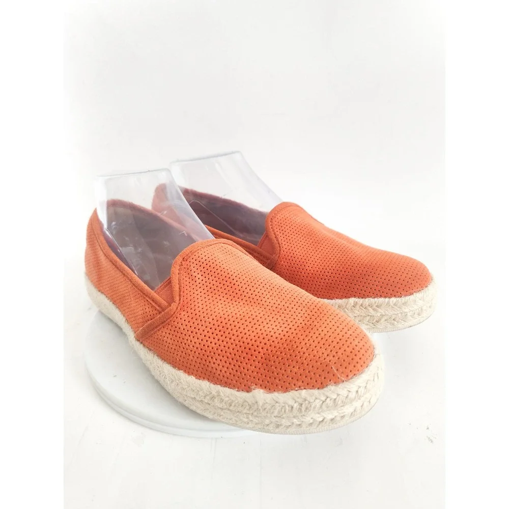 Clarks Espadrille Flats Loafers 8.5 Slip On Orange Suede Perforated Comfort Shoe